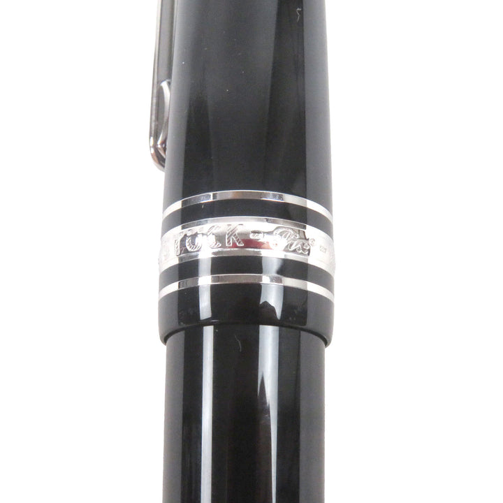 美品□MONTBLANC モンブラン マイスターシュテュック 145 Pix クラシック プラチナライン 14K Fニブ キャップ式 万年筆 ドイツ製