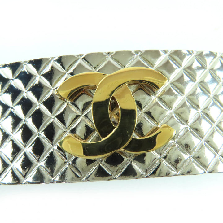 美品☆CHANEL シャネル ヴィンテージ 98P メタル ココマーク バレッタ ヘアアクセサリー シルバー ゴールド 箱付 フランス製 レディース