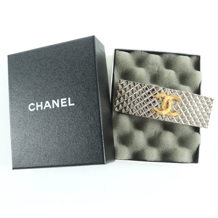 美品☆CHANEL シャネル ヴィンテージ 98P メタル ココマーク バレッタ ヘアアクセサリー シルバー ゴールド 箱付 フランス製 レディース