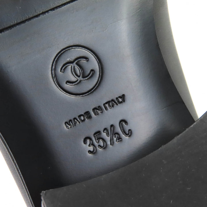 美品△CHANEL シャネル G38559 ココマークチャーム付き レザー ローファー ブラック 35.5 イタリア製 レディース