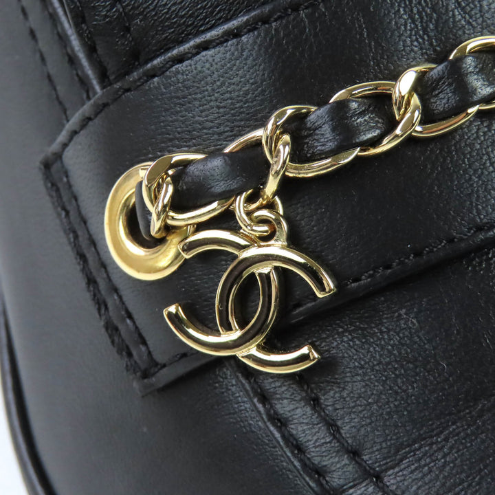 美品△CHANEL シャネル G38559 ココマークチャーム付き レザー ローファー ブラック 35.5 箱・保存袋付き イタリア製 レディース