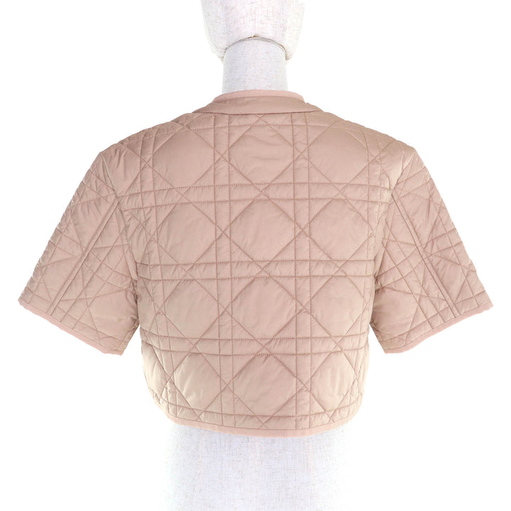 極美品△Christian Dior クリスチャンディオール 327C31A2827 カナージュ ロゴ刺繍 キルティング クロップド 半袖 ジャケット 38 正規品