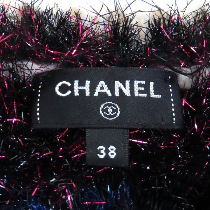 極美品◇CHANEL シャネル P71554 カシミヤ シルク混 ココマークロゴストーン付き 半袖ニット シルバー金具 38 イタリア製 レディース