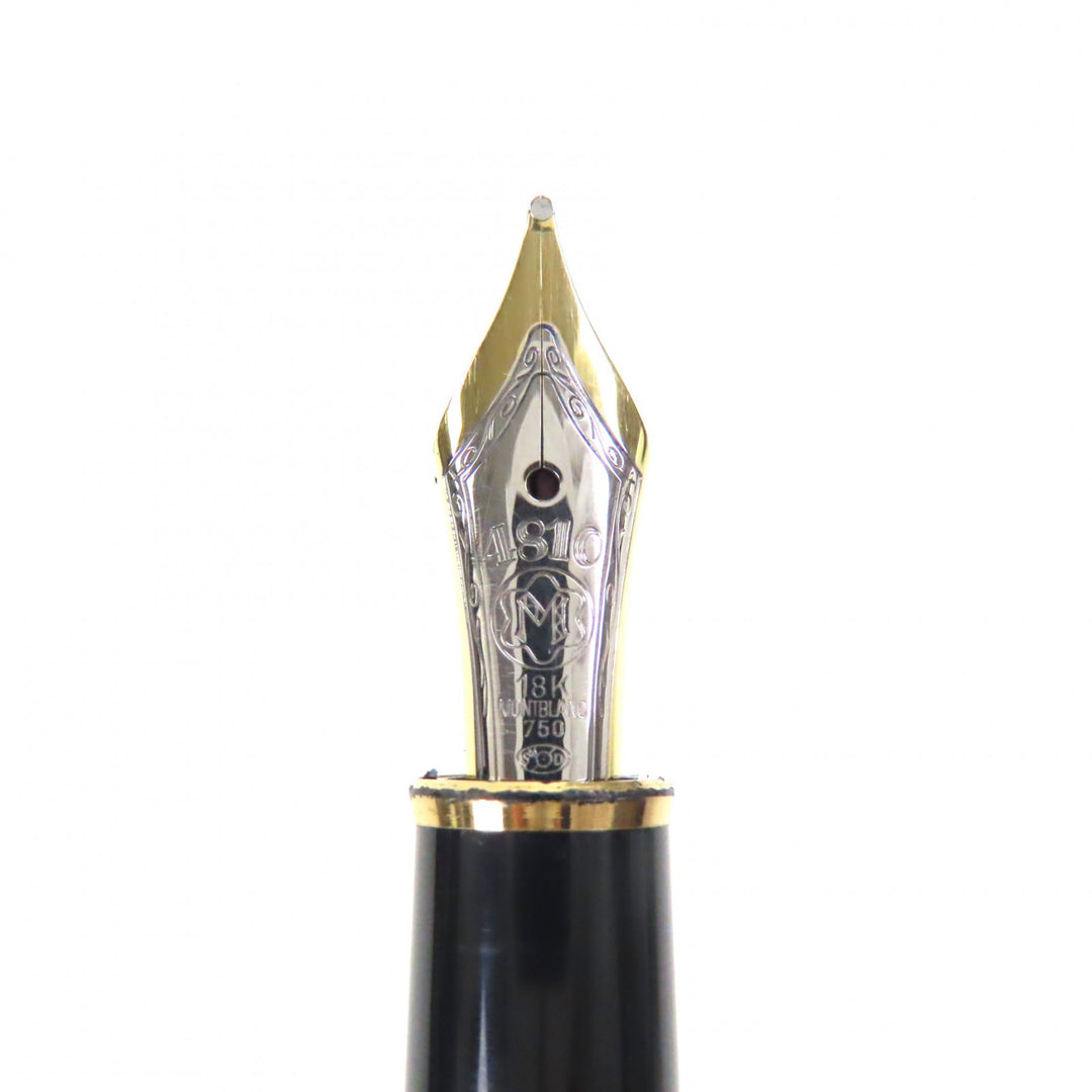 美品▼MONTBLANC モンブラン ソリテール ペン先18K Mニブ ホワイトスター 万年筆 シルバー ゴールド 箱・ケース付 ドイツ製 総重量27.53g