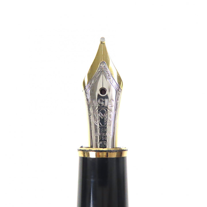 美品▼MONTBLANC モンブラン ソリテール ペン先18K Mニブ ホワイトスター 万年筆 シルバー ゴールド 箱・ケース付 ドイツ製 総重量27.53g