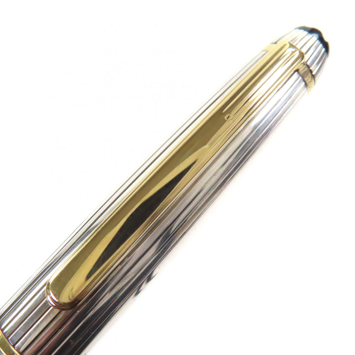 美品▼MONTBLANC モンブラン ソリテール ペン先18K Mニブ ホワイトスター 万年筆 シルバー ゴールド 箱・ケース付 ドイツ製 総重量27.53g