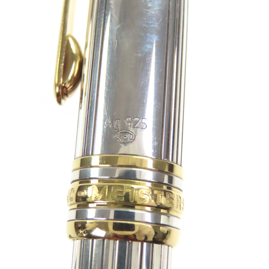 美品▼MONTBLANC モンブラン ソリテール ペン先18K Mニブ ホワイトスター 万年筆 シルバー ゴールド 箱・ケース付 ドイツ製 総重量27.53g