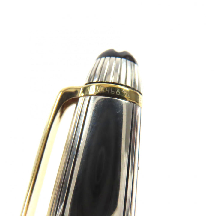美品▼MONTBLANC モンブラン ソリテール ペン先18K Mニブ ホワイトスター 万年筆 シルバー ゴールド 箱・ケース付 ドイツ製 総重量27.53g