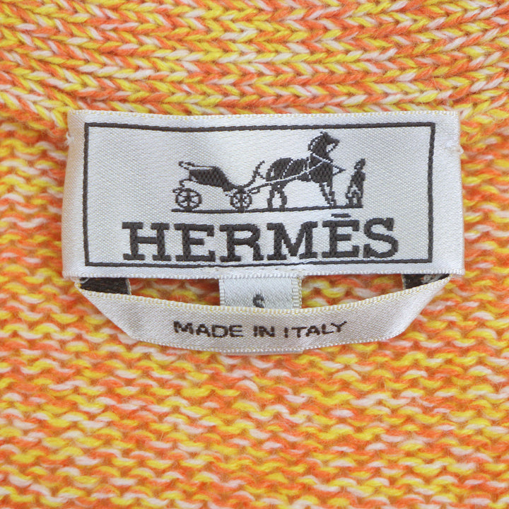 極美品▼HERMES エルメス 22SS カシミヤ100% グラデーション Vネック ニット カーディガン オレンジ ピンク S イタリア製 正規品 メンズ
