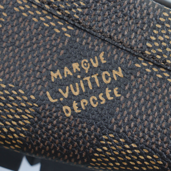 極美品▼LOUIS VUITTON ルイヴィトン 1ADGBG LVドライバー ダミエ グレインカーフレザー エベヌ モカシン デッキシューズ 6.5 保存袋付き