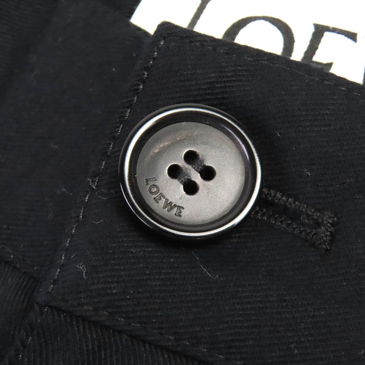 美品△LOEWE ロエベ H526Y04WFB コットン100％ ロゴレザーパッチ付き カーゴパンツ ブラック 44 イタリア製 正規品 メンズ