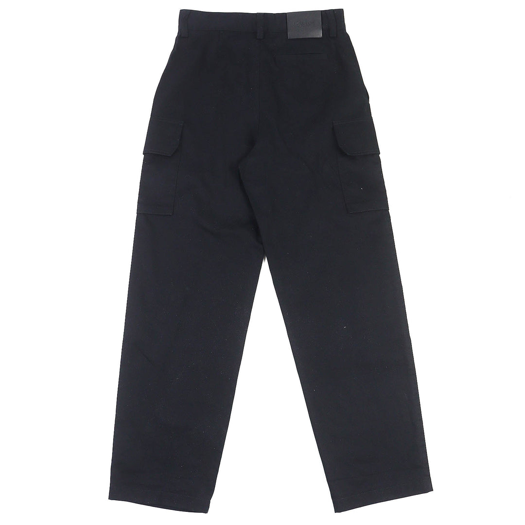美品△LOEWE ロエベ H526Y04WFB コットン100％ ロゴレザーパッチ付き カーゴパンツ ブラック 44 イタリア製 正規品 メンズ