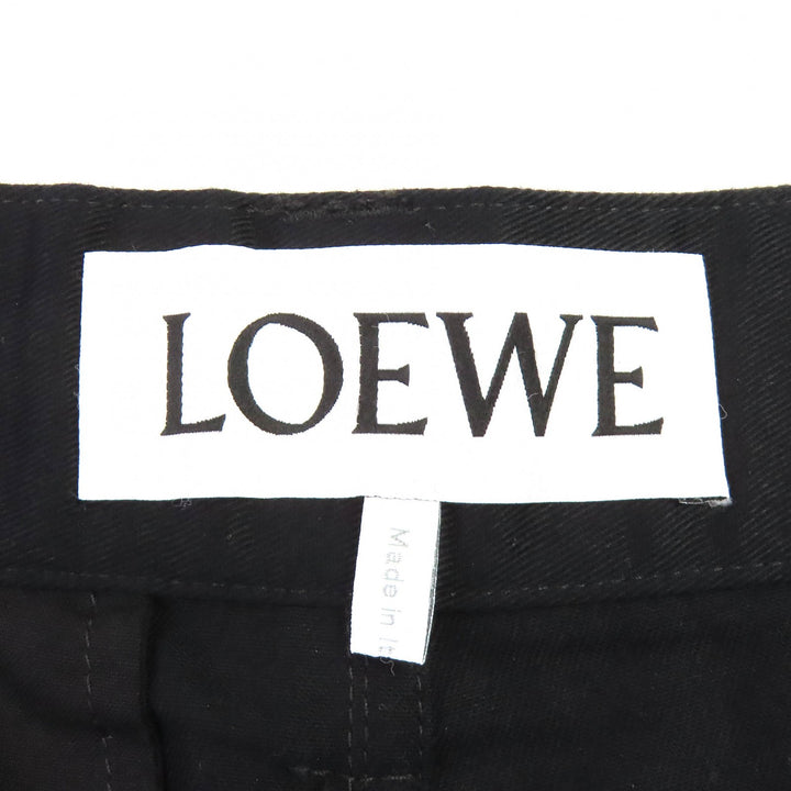 美品△LOEWE ロエベ H526Y04WFB コットン100％ ロゴレザーパッチ付き カーゴパンツ ブラック 44 イタリア製 正規品 メンズ
