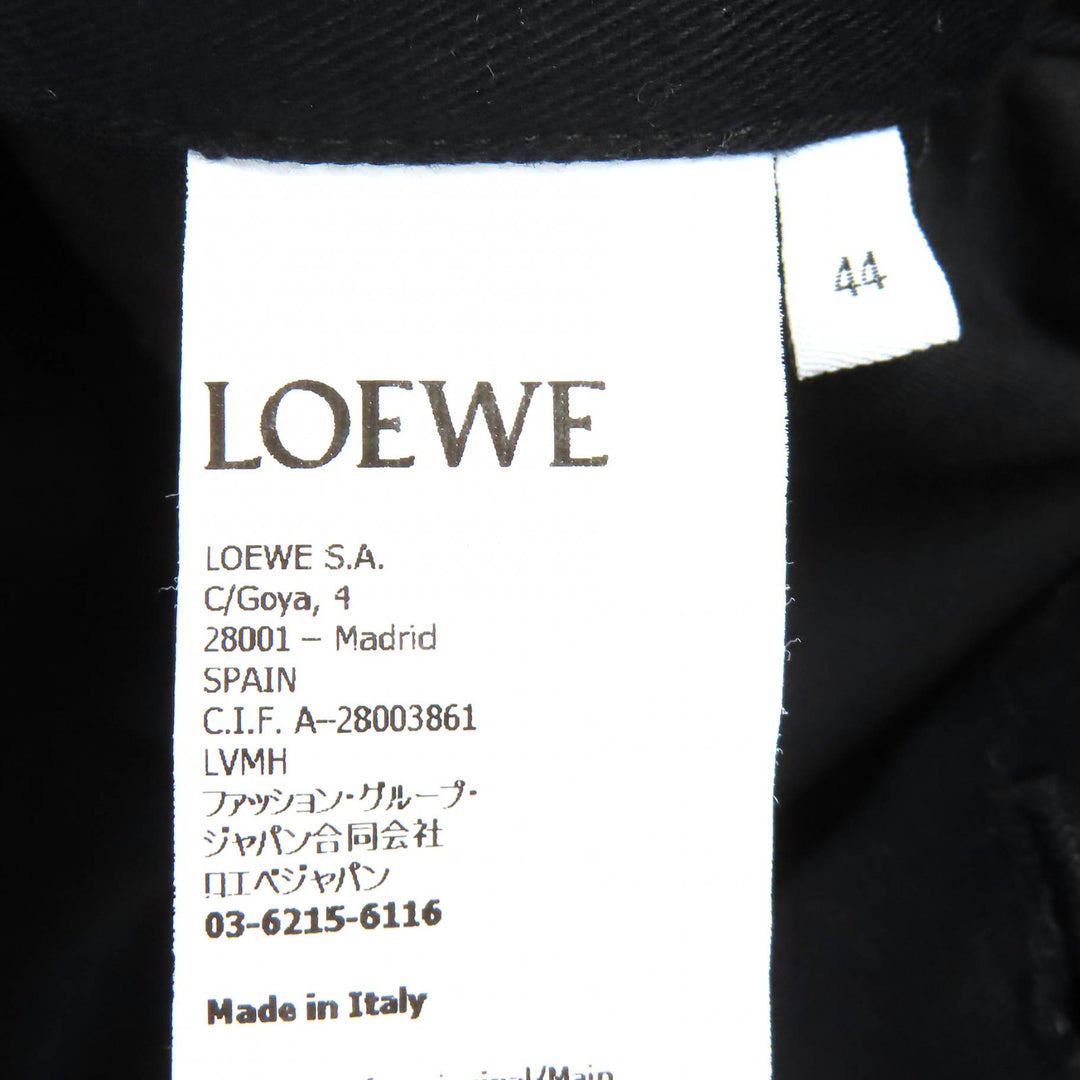 美品△LOEWE ロエベ H526Y04WFB コットン100％ ロゴレザーパッチ付き カーゴパンツ ブラック 44 イタリア製 正規品 メンズ