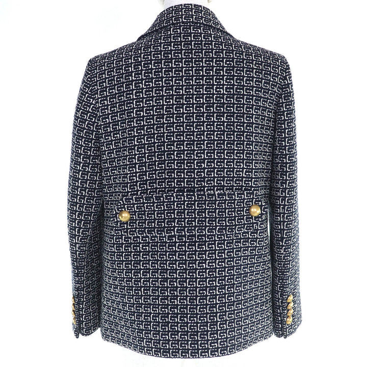 極美品△GUCCI グッチ 594810 GG柄 シグネチャー ジャカード 3B ウール ジャケット メタルボタン ブラック ホワイト 40 伊製 正規品