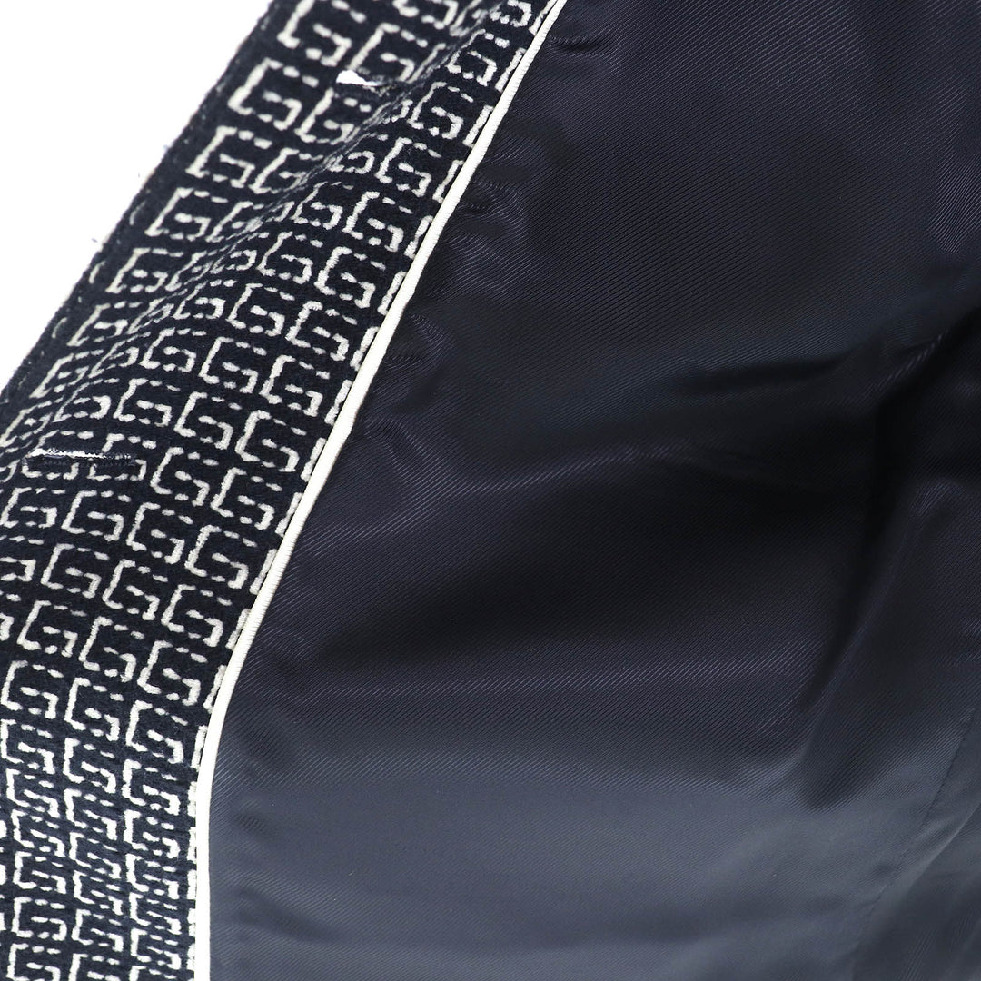 極美品△GUCCI グッチ 594810 GG柄 シグネチャー ジャカード 3B ウール ジャケット メタルボタン ブラック ホワイト 40 伊製 正規品