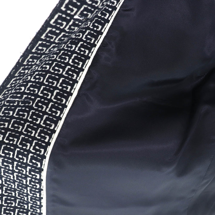 極美品△GUCCI グッチ 594810 GG柄 シグネチャー ジャカード 3B ウール ジャケット メタルボタン ブラック ホワイト 40 伊製 正規品