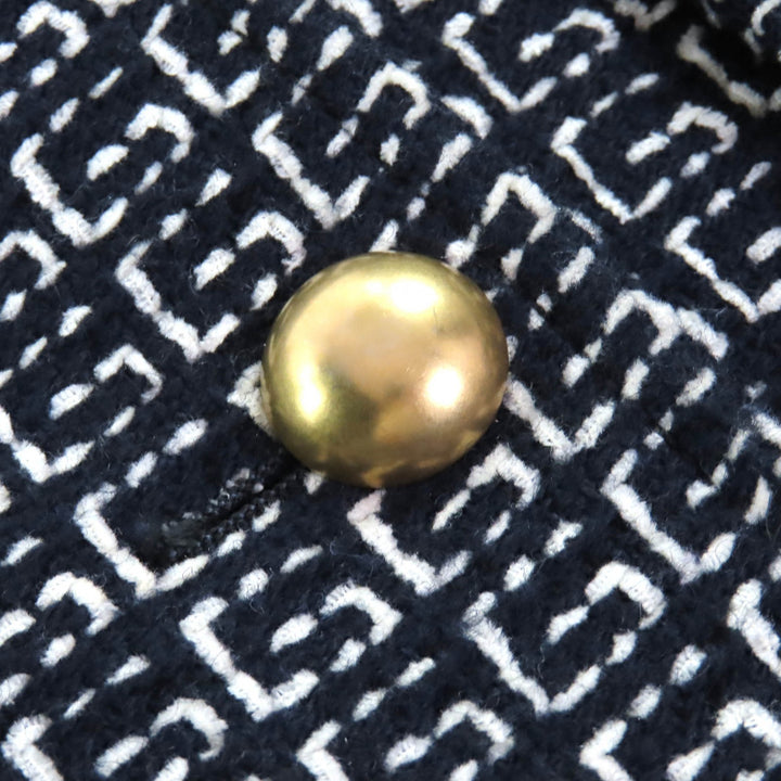極美品△GUCCI グッチ 594810 GG柄 シグネチャー ジャカード 3B ウール ジャケット メタルボタン ブラック ホワイト 40 伊製 正規品