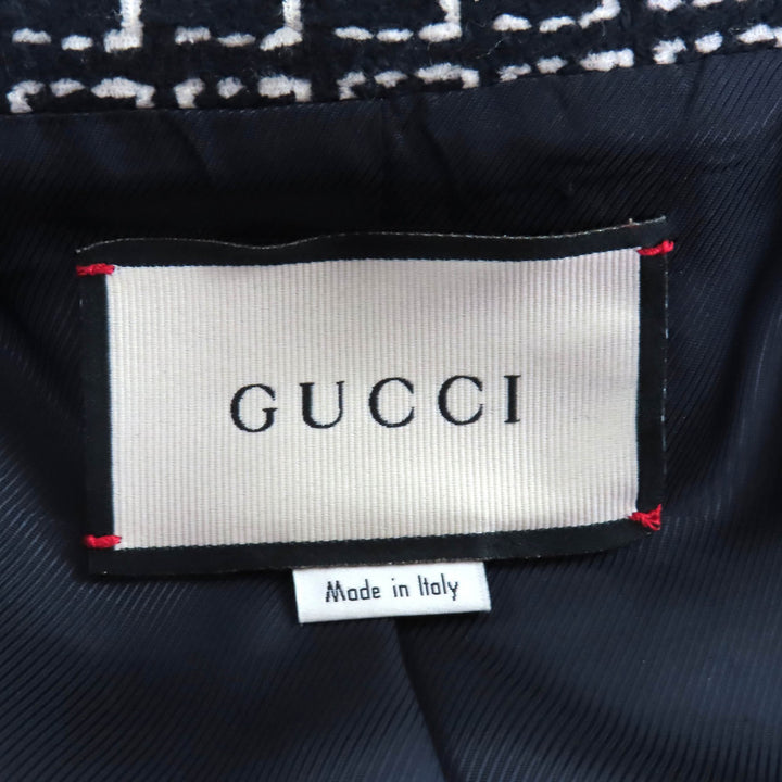 極美品△GUCCI グッチ 594810 GG柄 シグネチャー ジャカード 3B ウール ジャケット メタルボタン ブラック ホワイト 40 伊製 正規品
