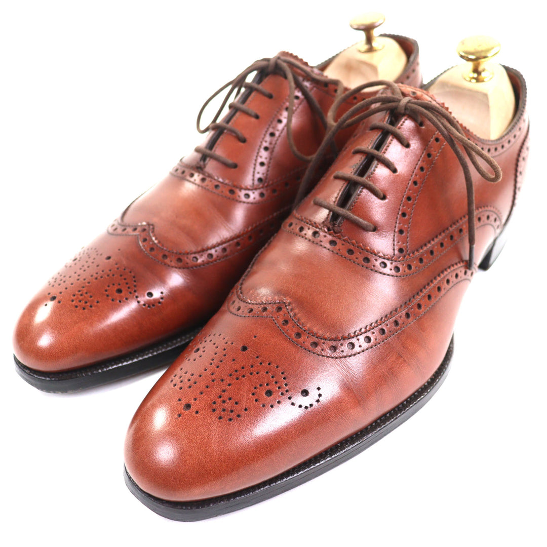 美品▼GAZIANO&amp;GIRLING ガジアーノ＆ガーリング メダリオン ウィングチップ パーフォレーション レースアップ 内羽根 レザーシューズ 7.5