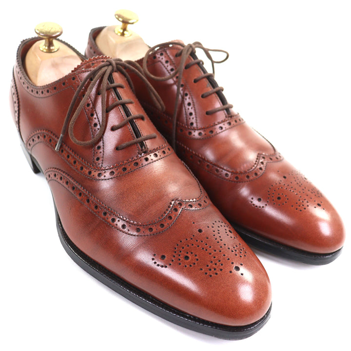 美品▼GAZIANO&amp;GIRLING ガジアーノ＆ガーリング メダリオン ウィングチップ パーフォレーション レースアップ 内羽根 レザーシューズ 7.5