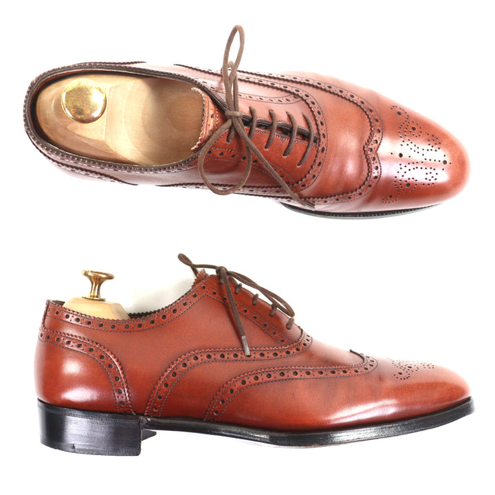 美品▼GAZIANO&amp;GIRLING ガジアーノ＆ガーリング メダリオン ウィングチップ パーフォレーション レースアップ 内羽根 レザーシューズ 7.5