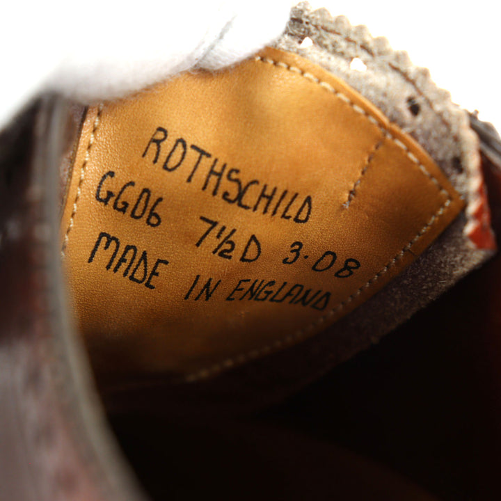 美品▼GAZIANO&amp;GIRLING ガジアーノ＆ガーリング メダリオン ウィングチップ パーフォレーション レースアップ 内羽根 レザーシューズ 7.5
