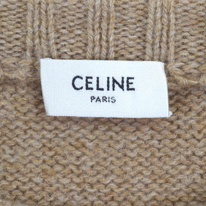 極美品▼CELINE セリーヌ 2A681979E ウール100% クルーネック プルオーバー ニットセーター ライトブラウン XL スコットランド製 正規品