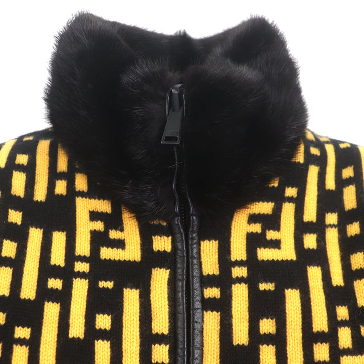 未使用品▼FENDI フェンディ 2021年製 FMH024 ミンクファー ラムレザー カシミヤ100% FFロゴ WZIPUP リバーシブル ベスト 50 正規品