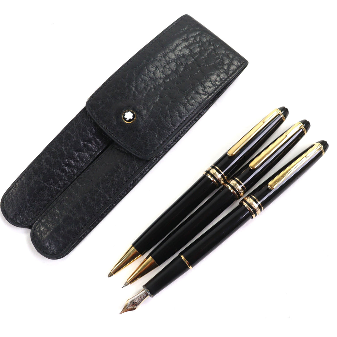 良品▼MONTBLANC モンブラン マイスターシュテュック クラシック ペン先14K Mニブ 万年筆 ボールペン シャープペンシル 3本セット 筆記◎
