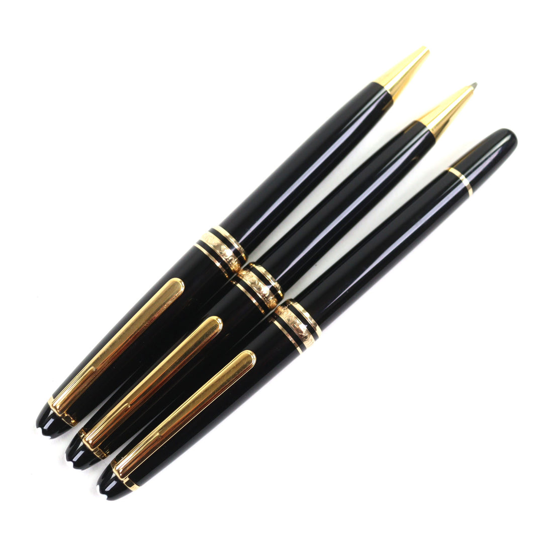 良品▼MONTBLANC モンブラン マイスターシュテュック クラシック ペン先14K Mニブ 万年筆 ボールペン シャープペンシル 3本セット 筆記◎