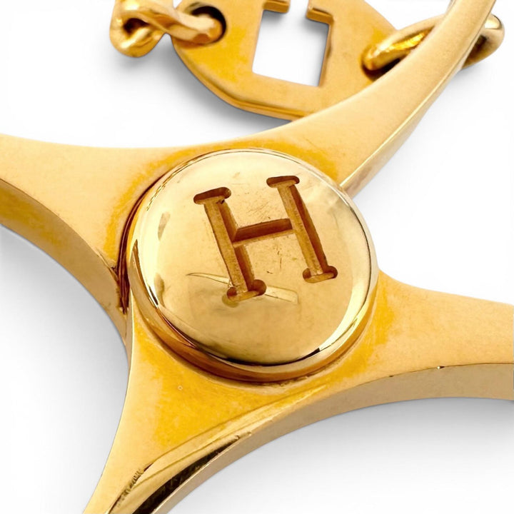 美品▲HERMES エルメス FILOU フィルー Hロゴ グローブホルダー 手袋ホルダー ストラップ ゴールド レディース