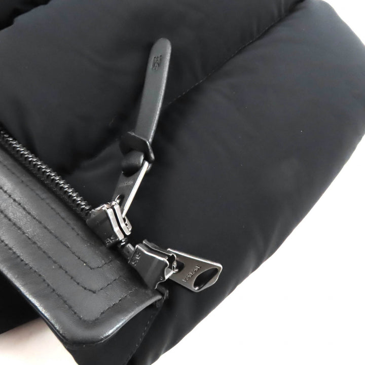 美品★MACKAGE マッカージュ FARREN レザーロゴワッペン・フード付 ZIP UP ダウンコート ダウンジャケット ブラック XS レディース