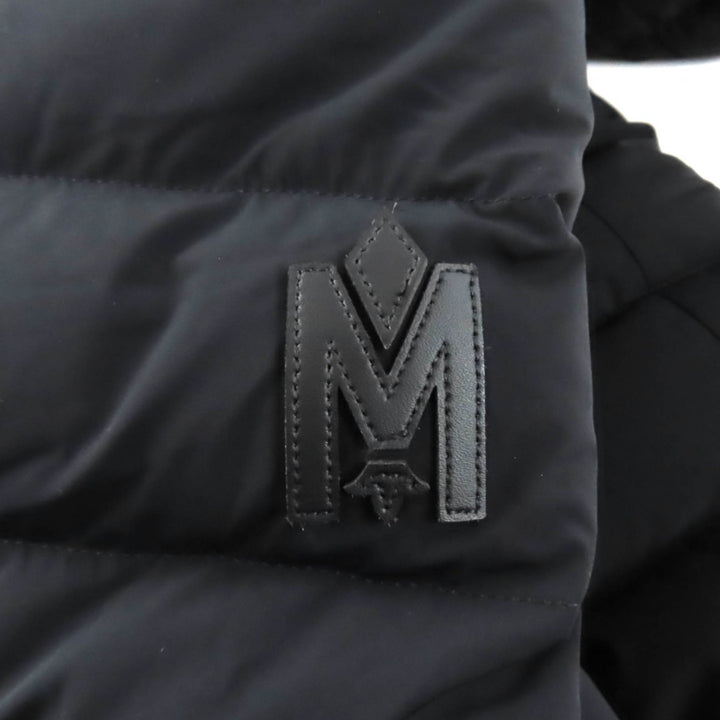 美品★MACKAGE マッカージュ FARREN レザーロゴワッペン・フード付 ZIP UP ダウンコート ダウンジャケット ブラック XS レディース