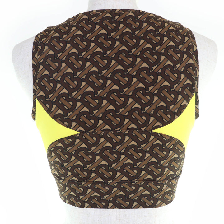 極美品☆BURBERRY バーバリー 8030489 TBモノグラム ティッシ期 クロップド ノースリーブ トップス ブラウン XS 正規品 レディース