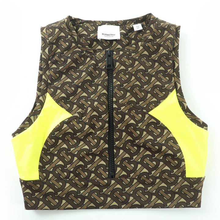 極美品☆BURBERRY バーバリー 8030489 TBモノグラム ティッシ期 クロップド ノースリーブ トップス ブラウン XS 正規品 レディース