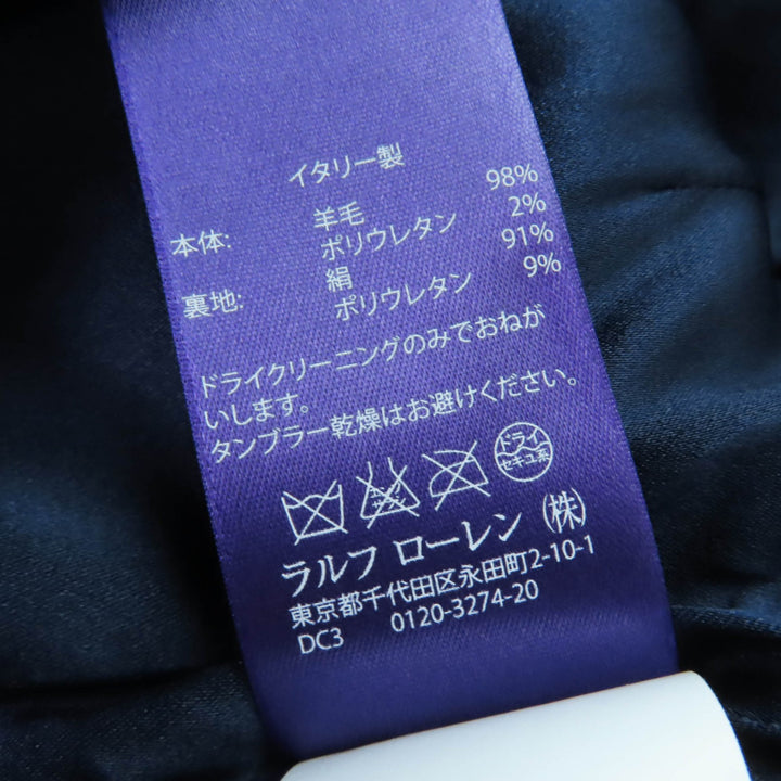 美品☆RALPH LAURENPURPLE LABEL ラルフローレンパープルレーベル ウール テーラードジャケット ネイビー 4 伊製 正規品 レディース