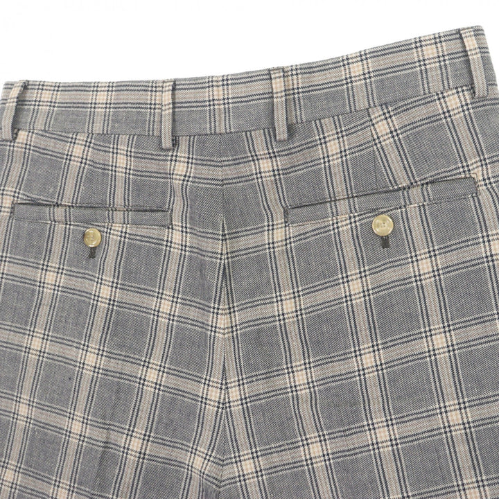 未使用品▼GUCCI グッチ 22AW 690519 リネン ウール チェック柄 ハーフパンツ ショートパンツ グレー 46 イタリア製 正規品 メンズ