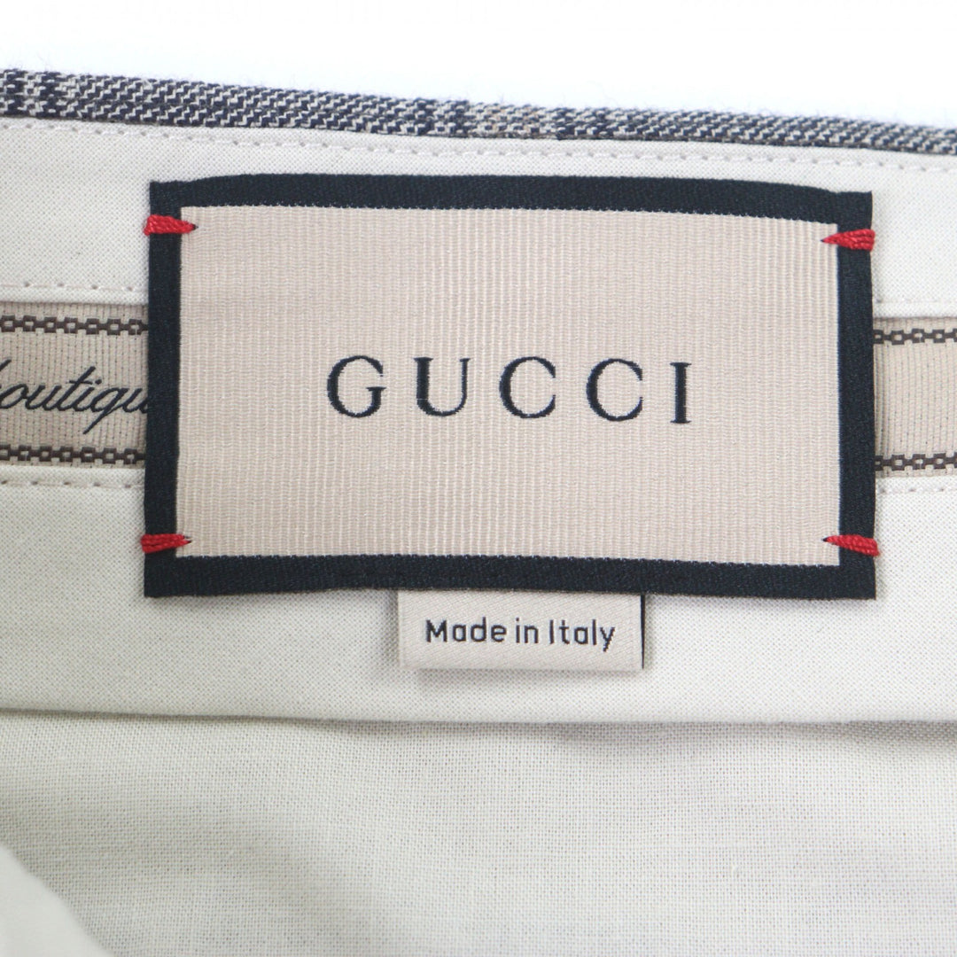 未使用品▼GUCCI グッチ 22AW 690519 リネン ウール チェック柄 ハーフパンツ ショートパンツ グレー 46 イタリア製 正規品 メンズ