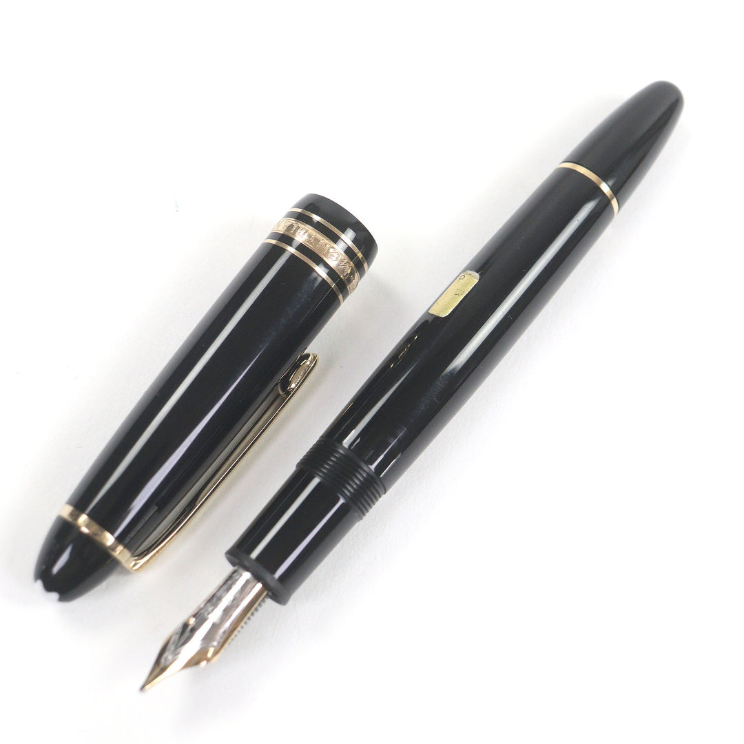 美品□MONTBLANC モンブラン マイスターシュテュック ル・グラン ペン先14K Bニブ キャップ式 万年筆 ブラック ゴールド ドイツ製 メンズ