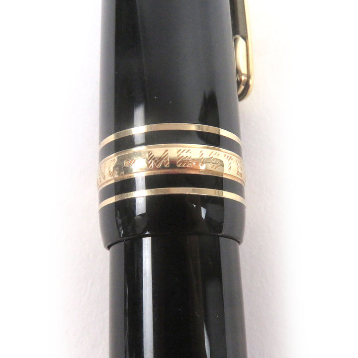美品□MONTBLANC モンブラン マイスターシュテュック ル・グラン ペン先14K Bニブ キャップ式 万年筆 ブラック ゴールド ドイツ製 メンズ