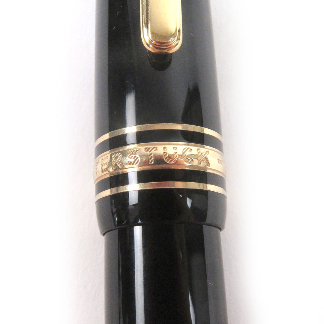 美品□MONTBLANC モンブラン マイスターシュテュック ル・グラン ペン先14K Bニブ キャップ式 万年筆 ブラック ゴールド ドイツ製 メンズ