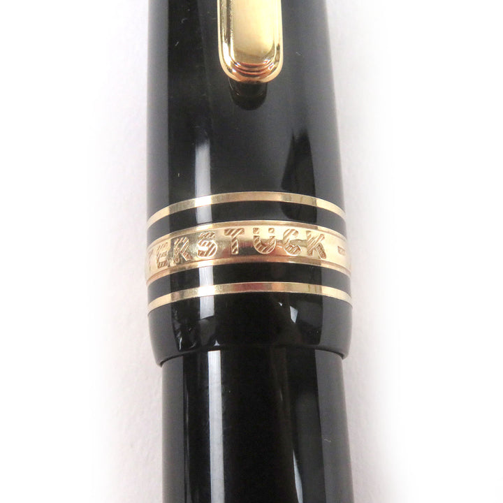 美品□MONTBLANC モンブラン マイスターシュテュック ル・グラン ペン先14K Bニブ キャップ式 万年筆 ブラック ゴールド ドイツ製 メンズ