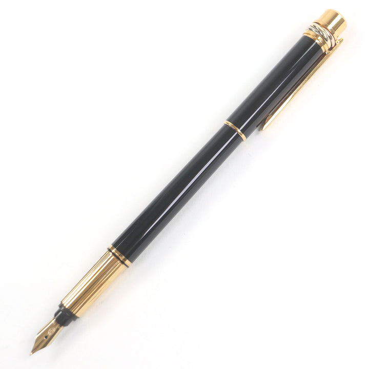 極美品□Cartier カルティエ ペン先18K Fニブ トリニティ キャップ式 万年筆 ステーショナリー ブラック ゴールド フランス製 メンズ
