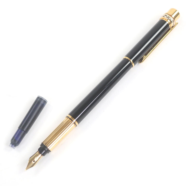 極美品□Cartier カルティエ ペン先18K Fニブ トリニティ キャップ式 万年筆 ステーショナリー ブラック ゴールド フランス製 メンズ