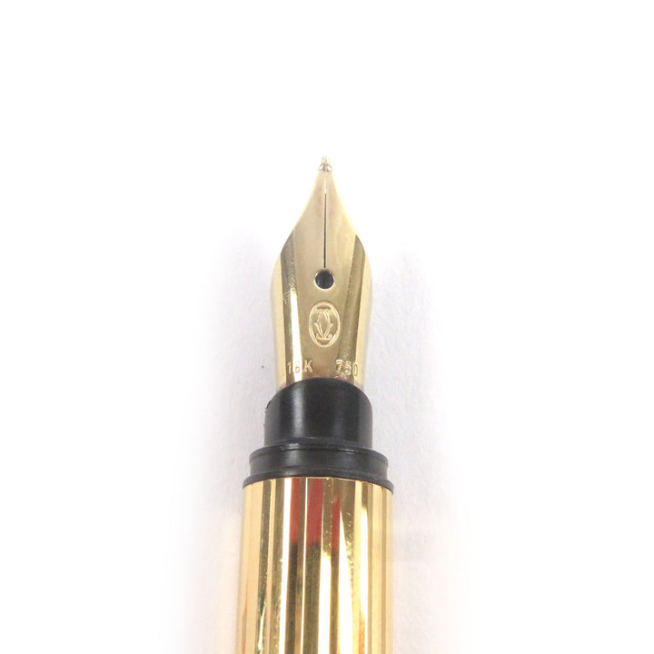 極美品□Cartier カルティエ ペン先18K Fニブ トリニティ キャップ式 万年筆 ステーショナリー ブラック ゴールド フランス製 メンズ
