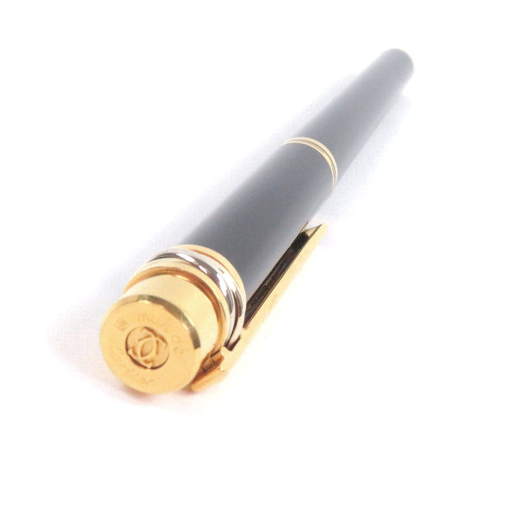 極美品□Cartier カルティエ ペン先18K Fニブ トリニティ キャップ式 万年筆 ステーショナリー ブラック ゴールド フランス製 メンズ