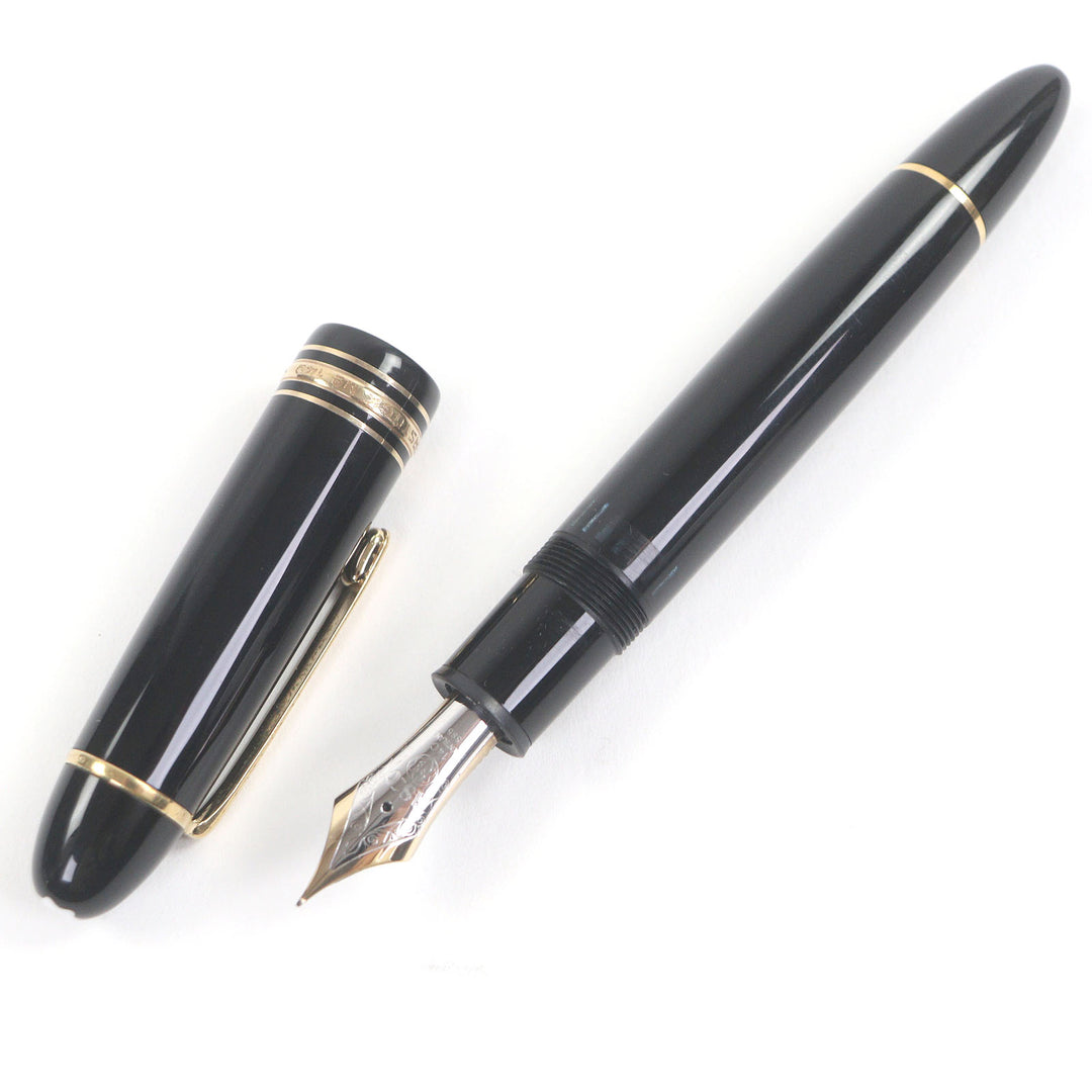 美品□MONTBLANC モンブラン マイスターシュテュック 149 ペン先14C EFニブ キャップ式 万年筆 ブラック ゴールド ドイツ製 メンズ