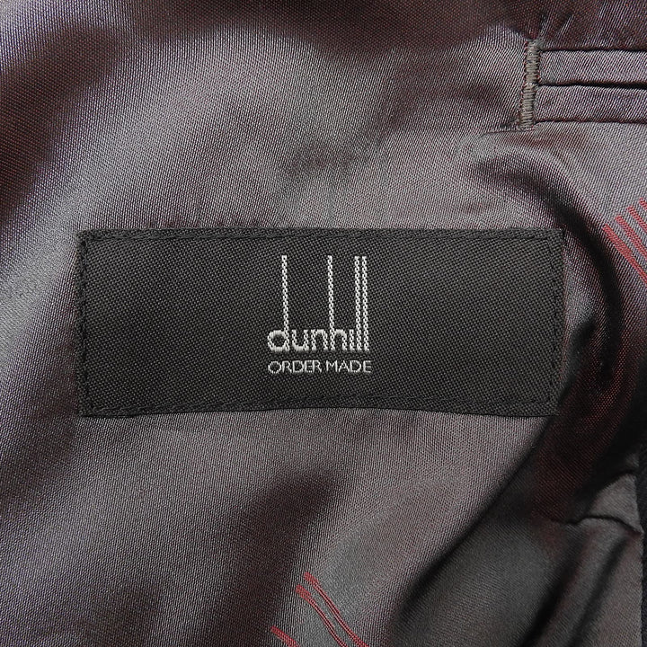 美品▲Dunhill ダンヒル ストライプ柄 エンブレムボタン付 ダブルブレスト ブレザー テーラードジャケット ネイビー Lサイズ相当 メンズ