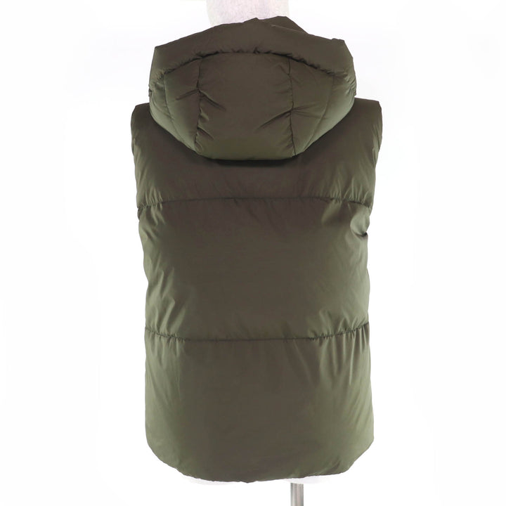 美品☆MOORER ムーレー FUENTE-PX フード付 ZIP UP ダウンベスト カーキ 40 イタリア製 正規品 レディース